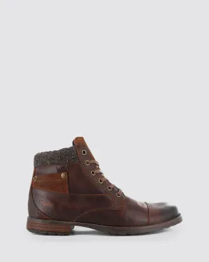AIREYS LACE UP BOOTS RUST LEATHER