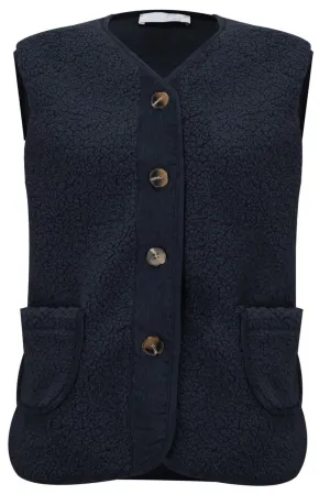 Amazing Woman Teddy Warm Borg Gilet - Navy