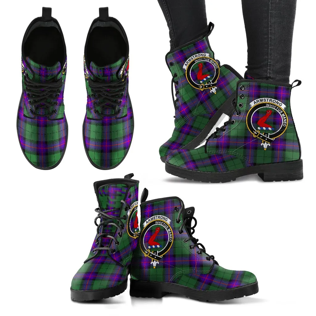 Armstrong Modern Tartan Clan Badge Leather Boots