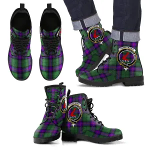 Armstrong Modern Tartan Clan Badge Leather Boots