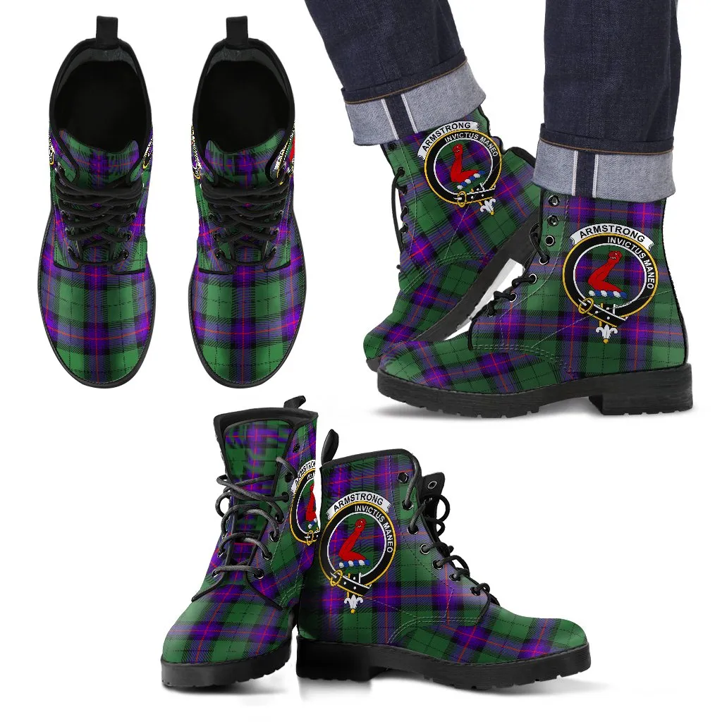 Armstrong Modern Tartan Clan Badge Leather Boots