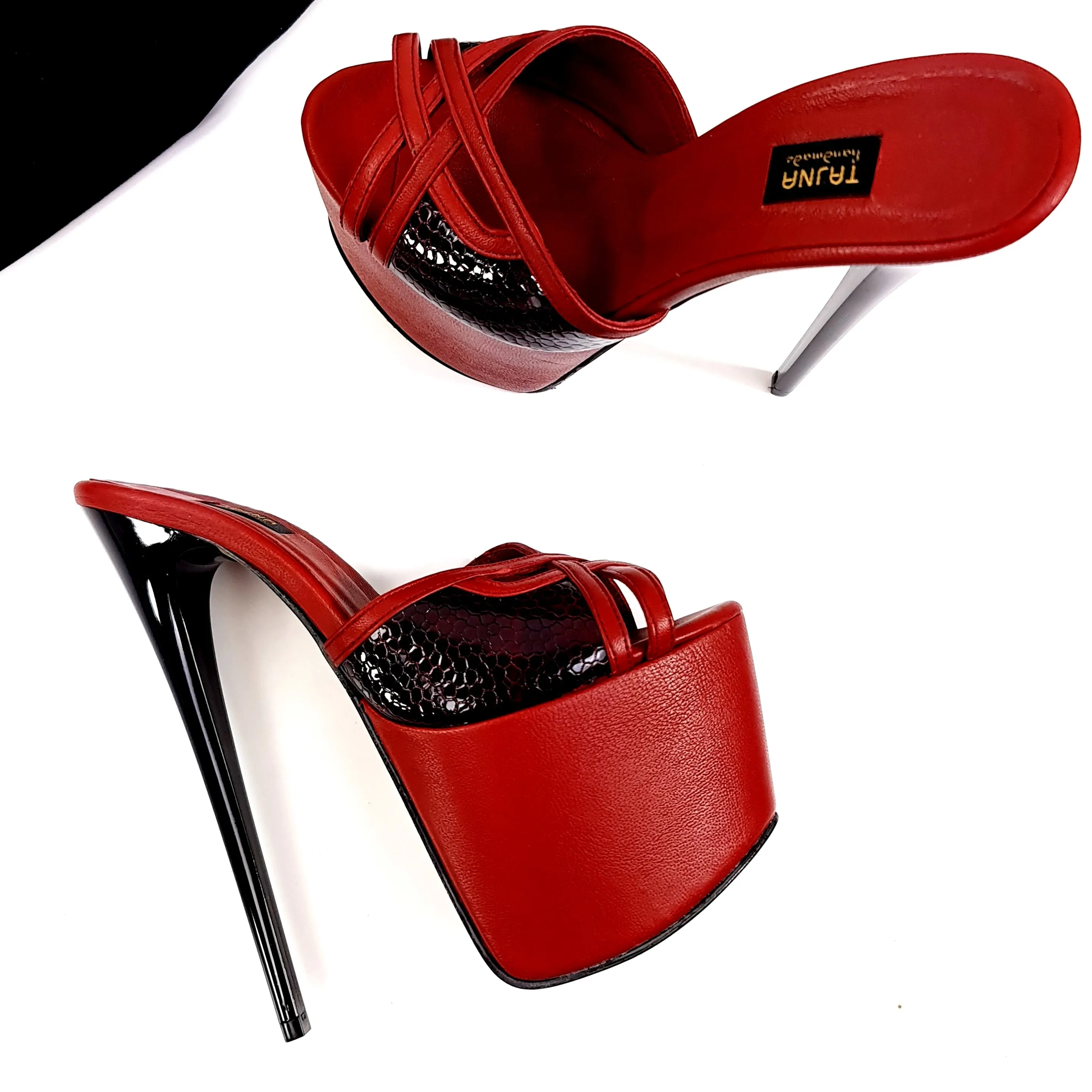 Bordeaux Genuine Leather High Heel Mules