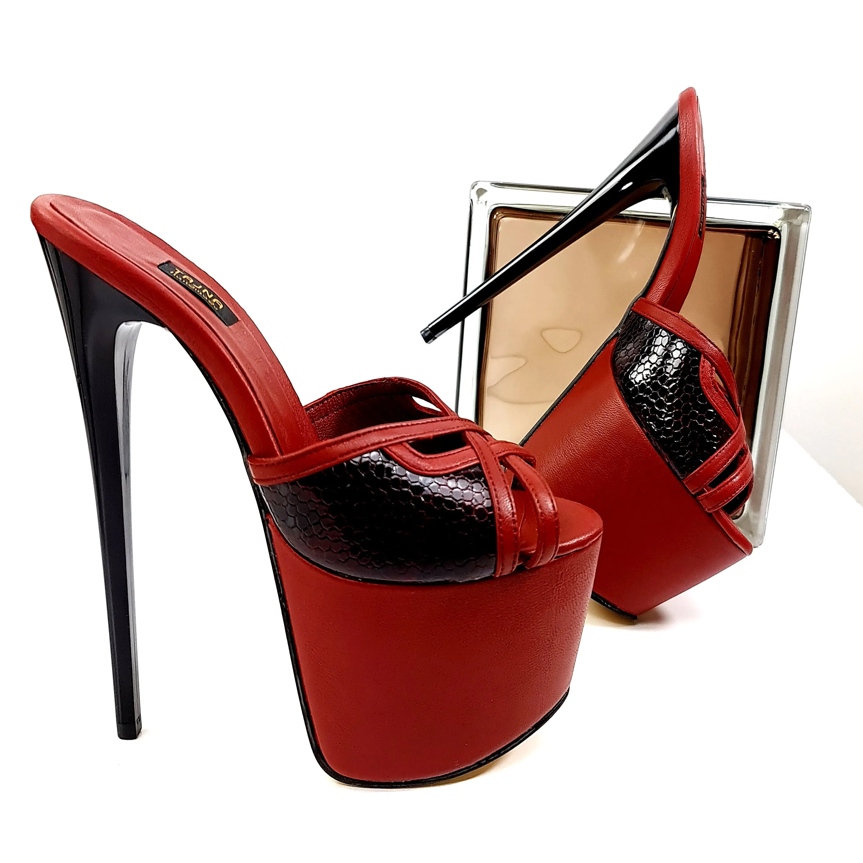 Bordeaux Genuine Leather High Heel Mules