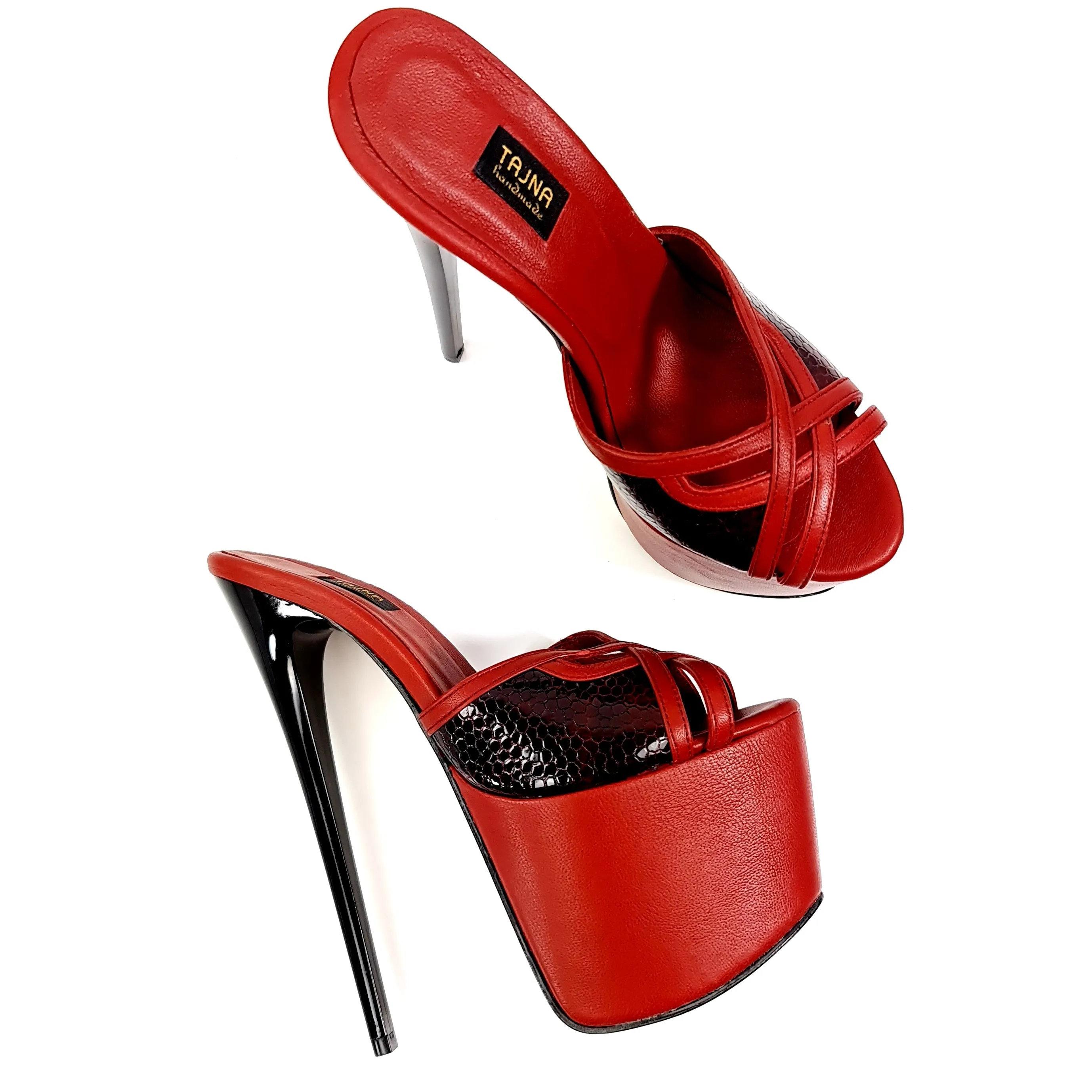 Bordeaux Genuine Leather High Heel Mules
