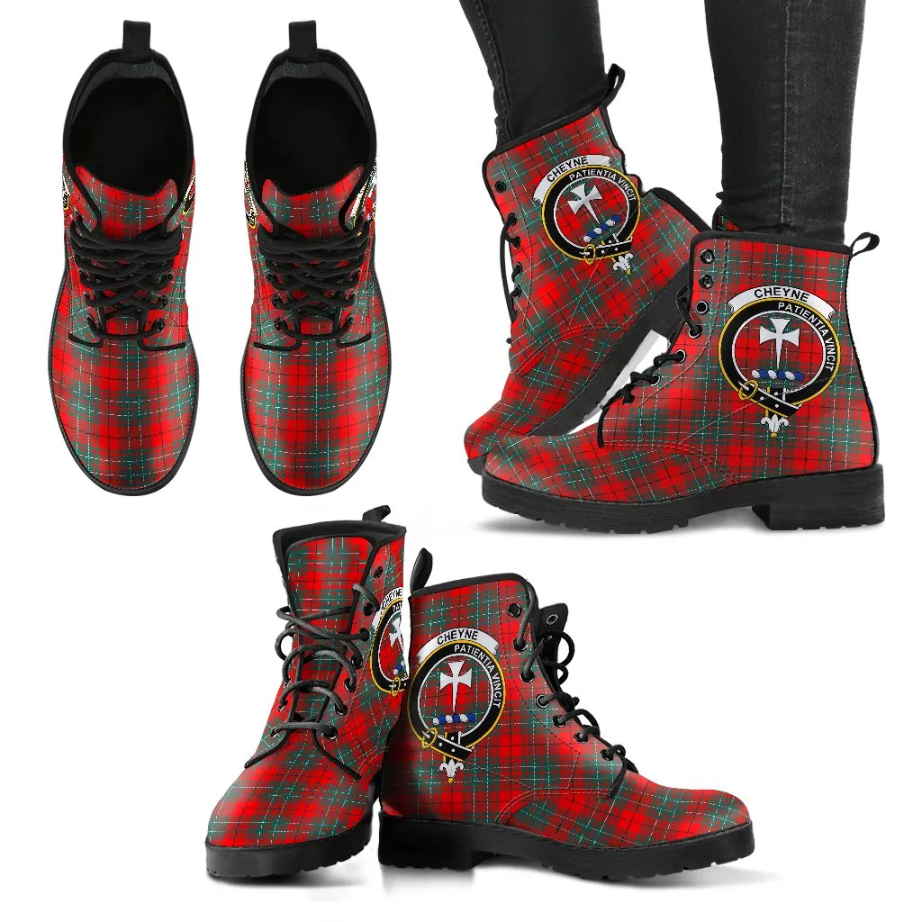 Cheyne Tartan Clan Badge Leather Boots