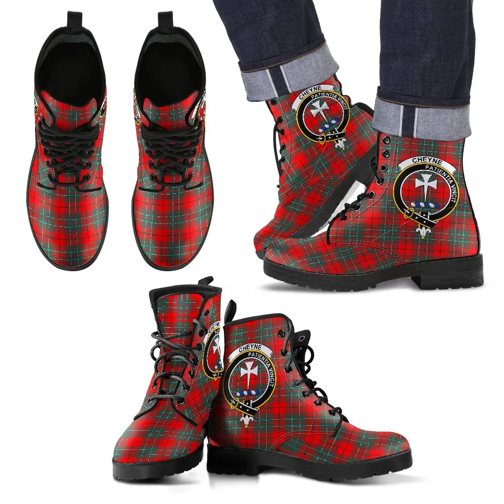 Cheyne Tartan Clan Badge Leather Boots