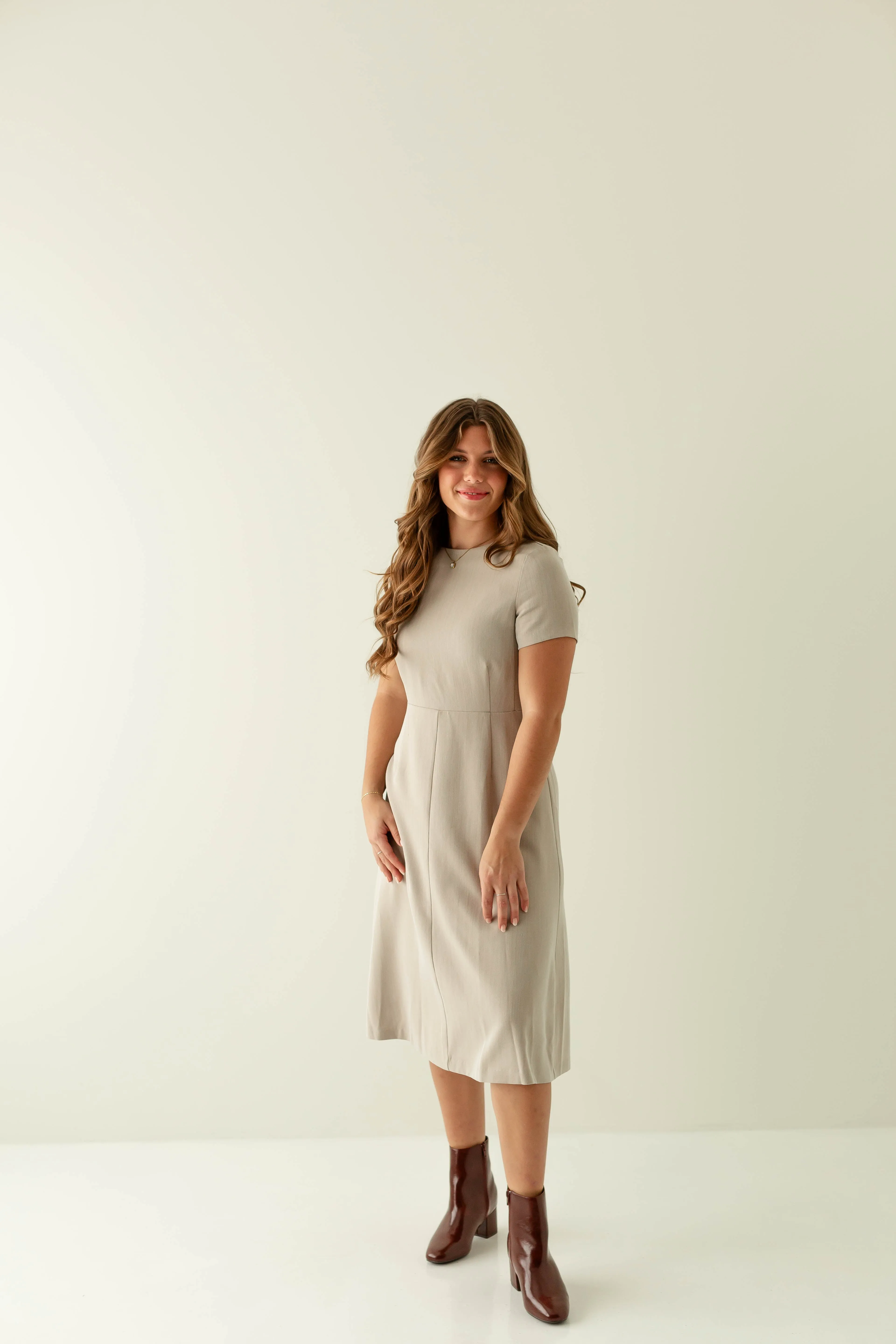 'Eleanor' Classic Herringbone Midi Dress