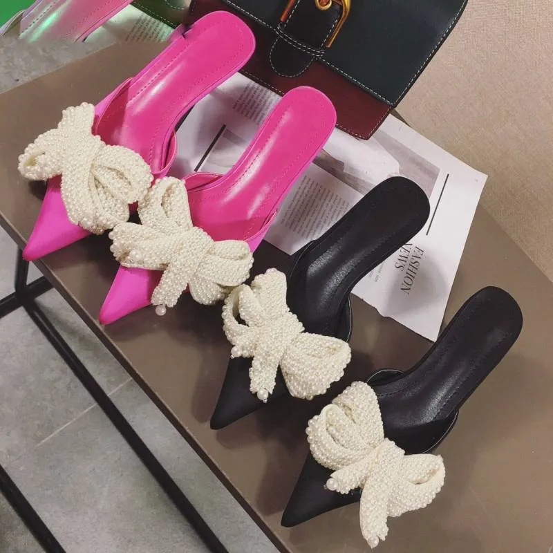 Elegant Butterfly-Knot Thin Heeled Mules