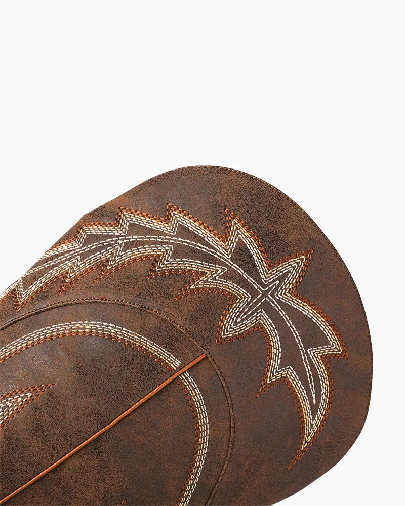 Embroidered Knee High Cowgirl Western Chunky Heel Boots