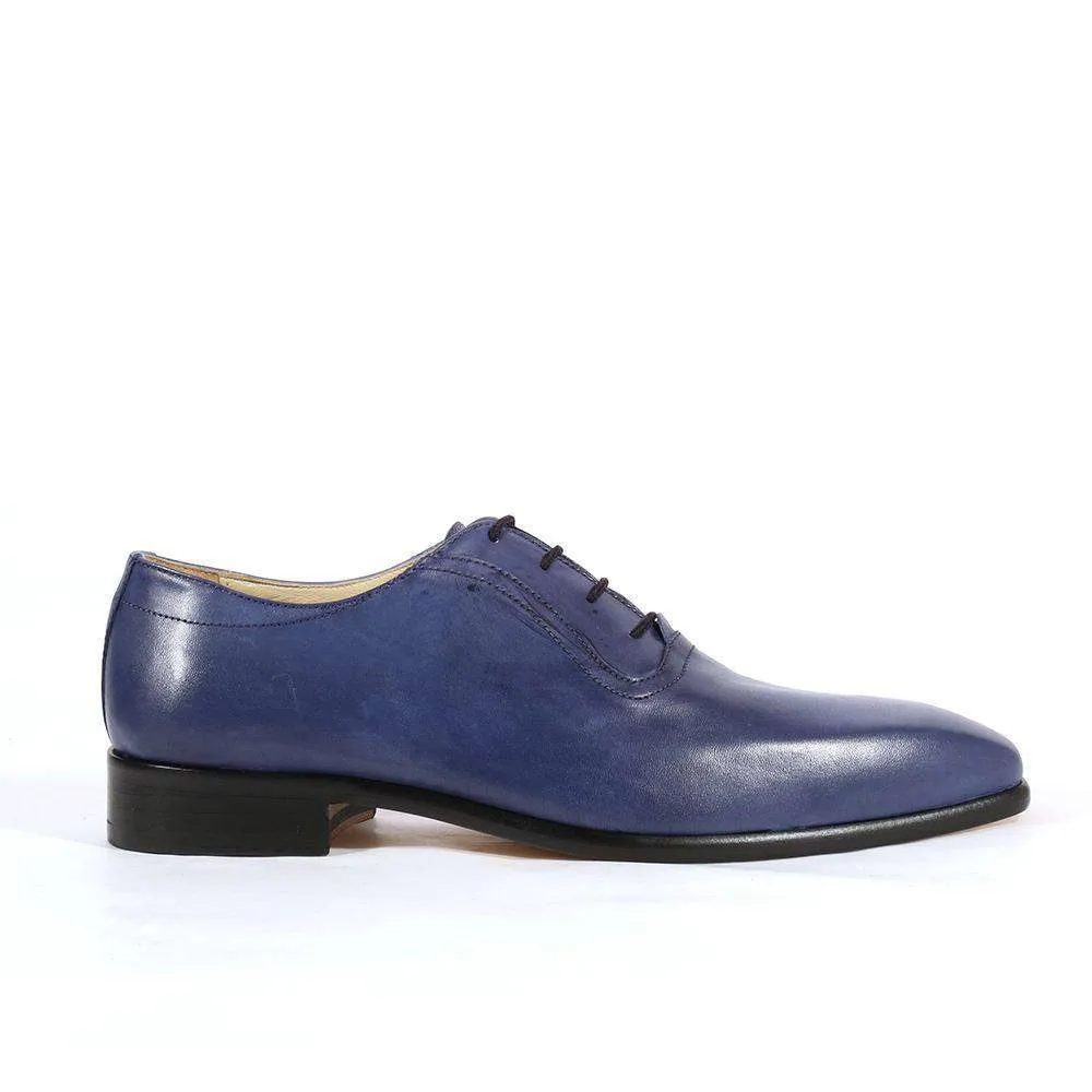 Emilio Franco Italian Men's Designer Shoes Blue Leather Oxfords (EFS1002)