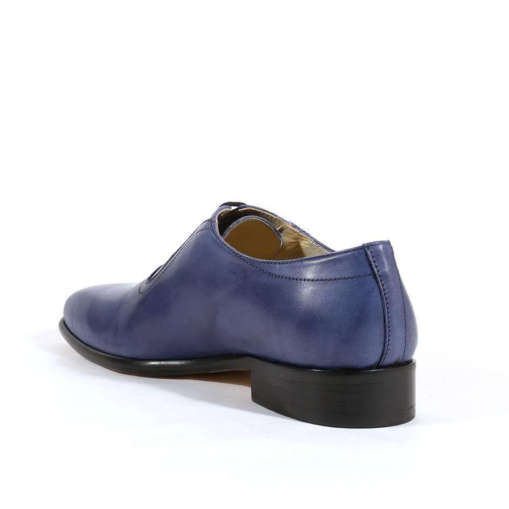 Emilio Franco Italian Men's Designer Shoes Blue Leather Oxfords (EFS1002)