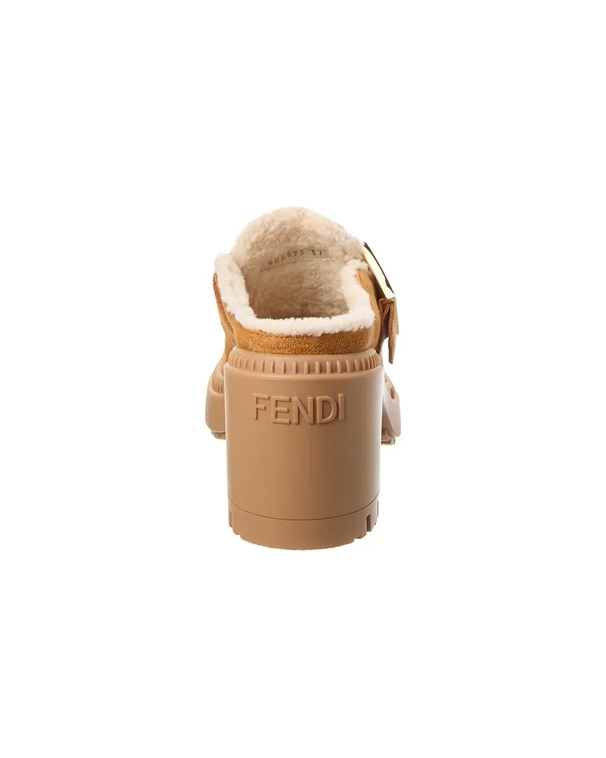 FENDI Feel Suede & Shearling Mule