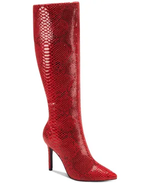 INC International Concepts Womens Rajel Dress Boots  Color Reg Red Snake Print Size 10M