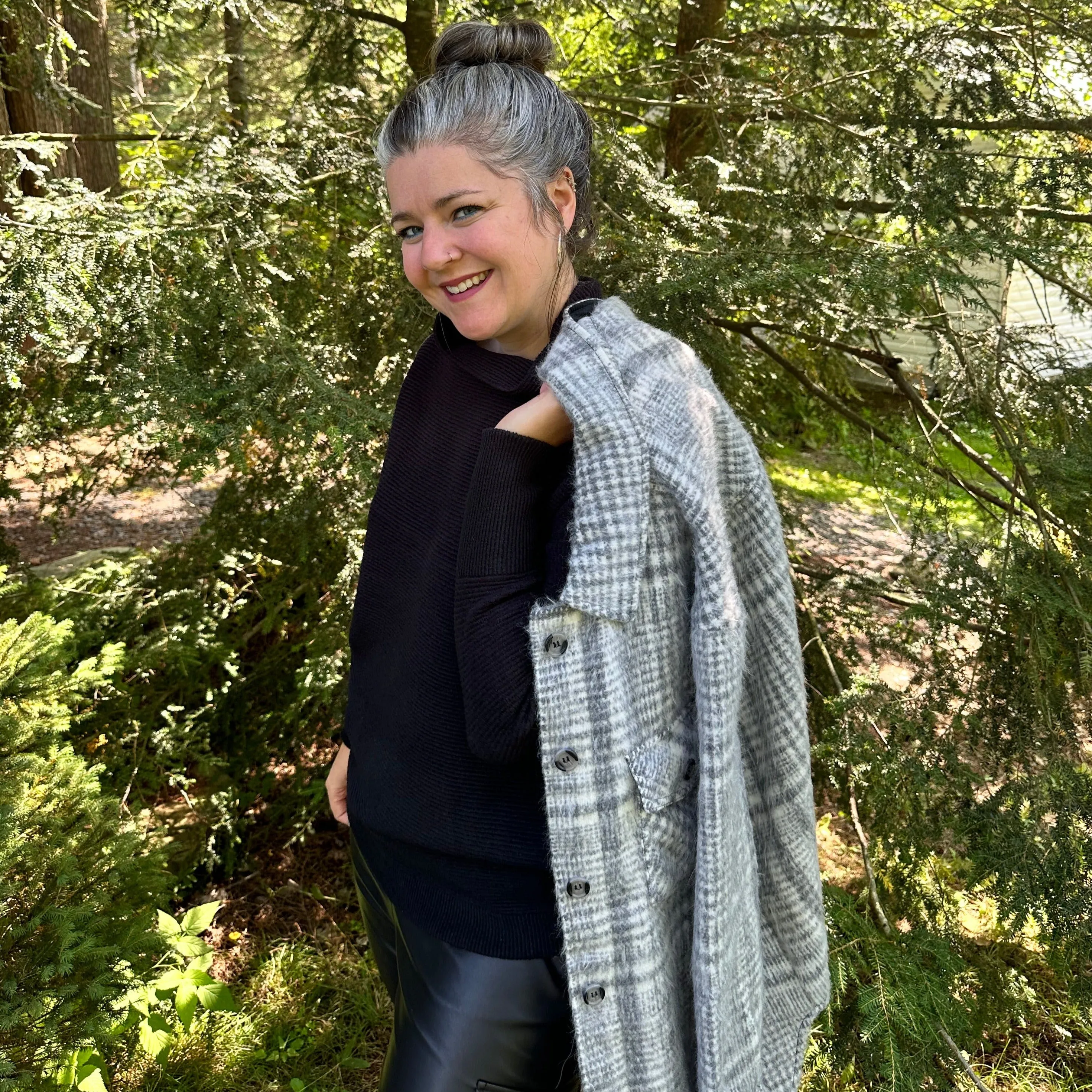 Jessica Plaid Shacket | Grey