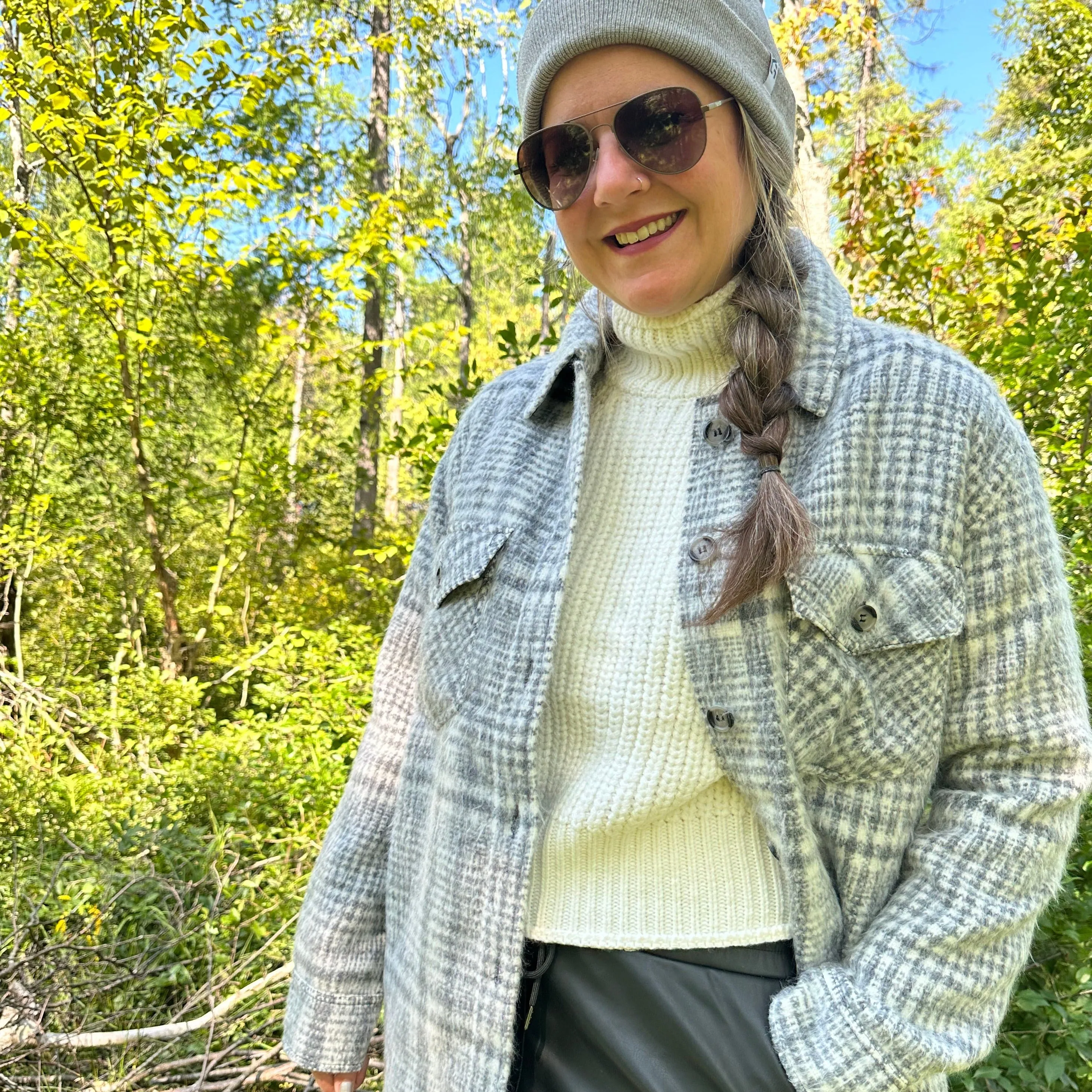 Jessica Plaid Shacket | Grey