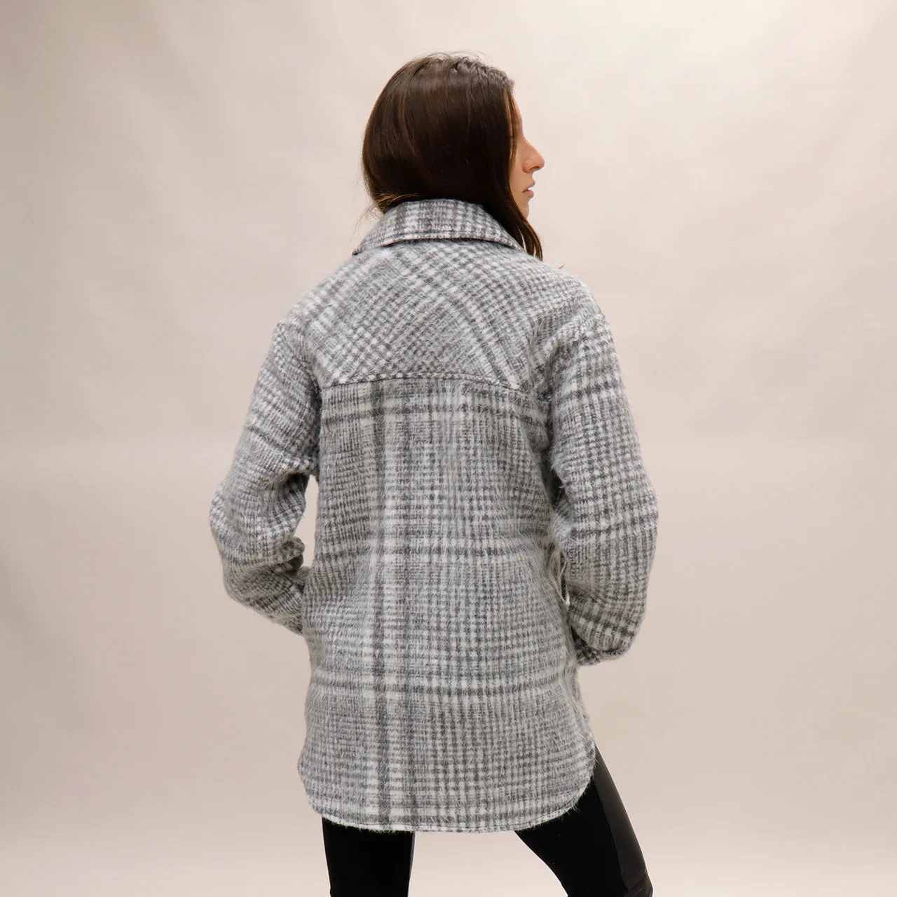 Jessica Plaid Shacket | Grey