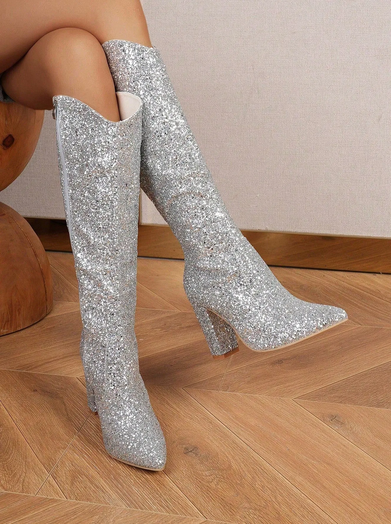 Josie Glitter Mid-Heel Boots
