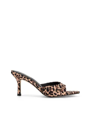 Margot Point Toe Mules - Leopard Satin