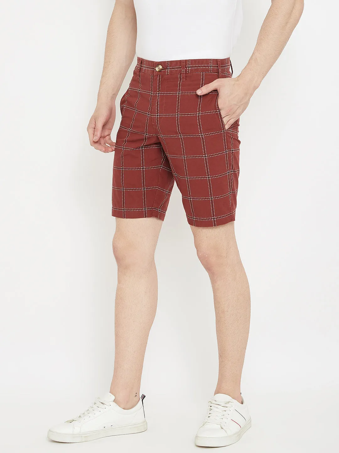 Maroon Checked shorts