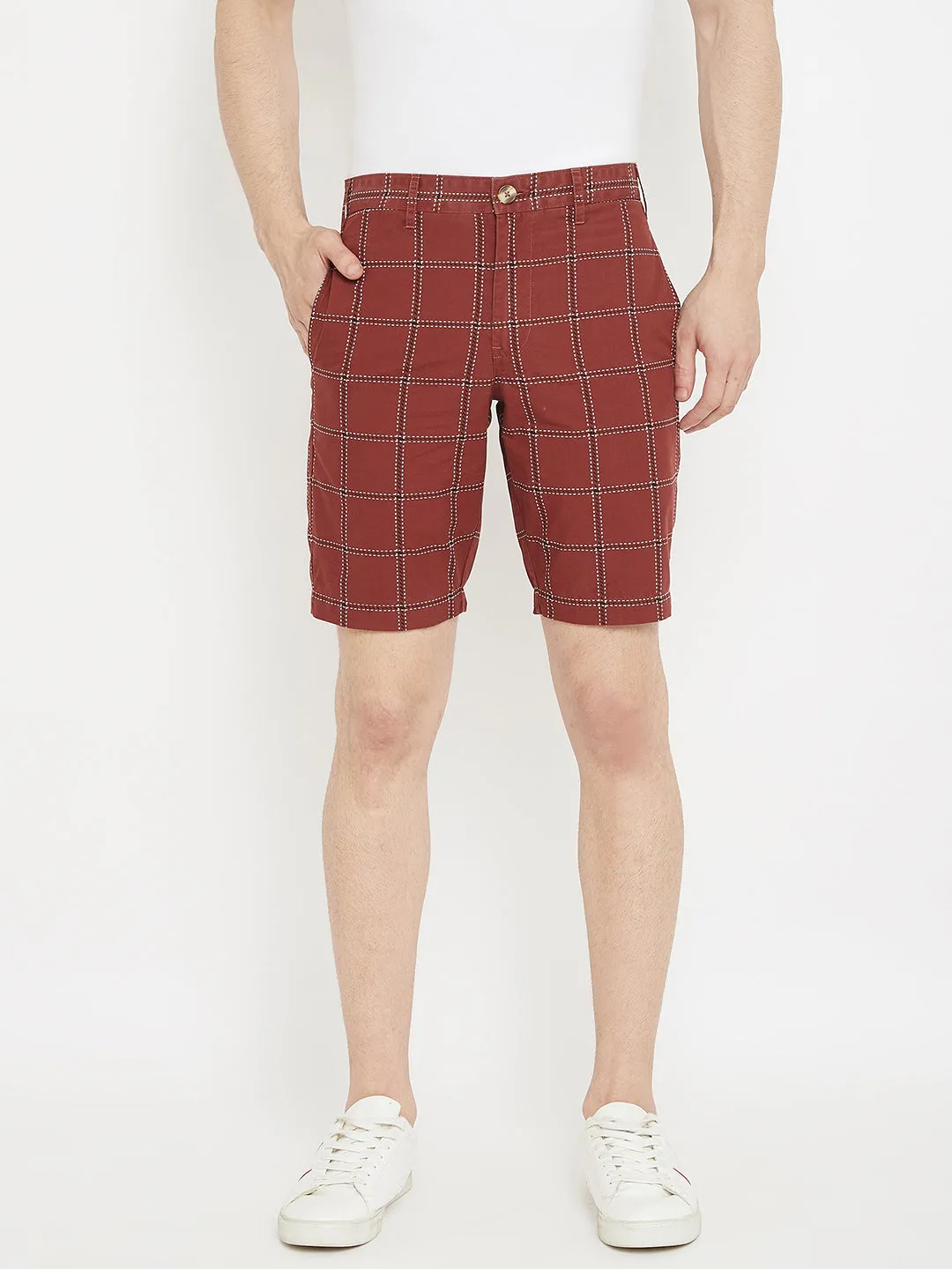 Maroon Checked shorts