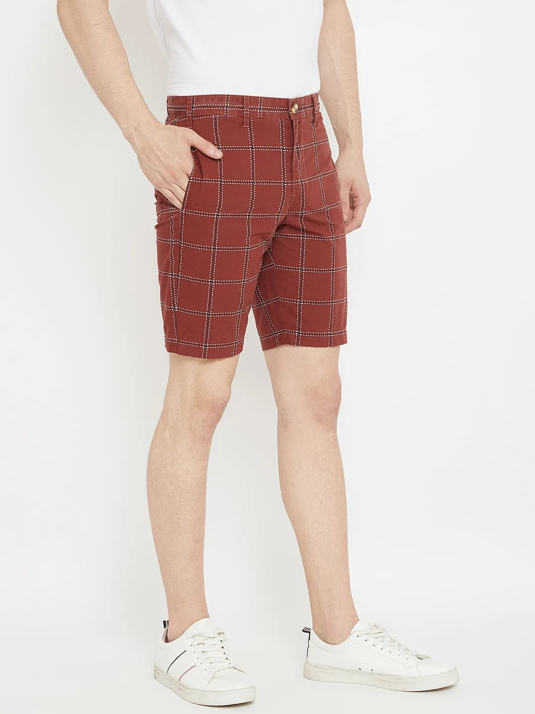Maroon Checked shorts