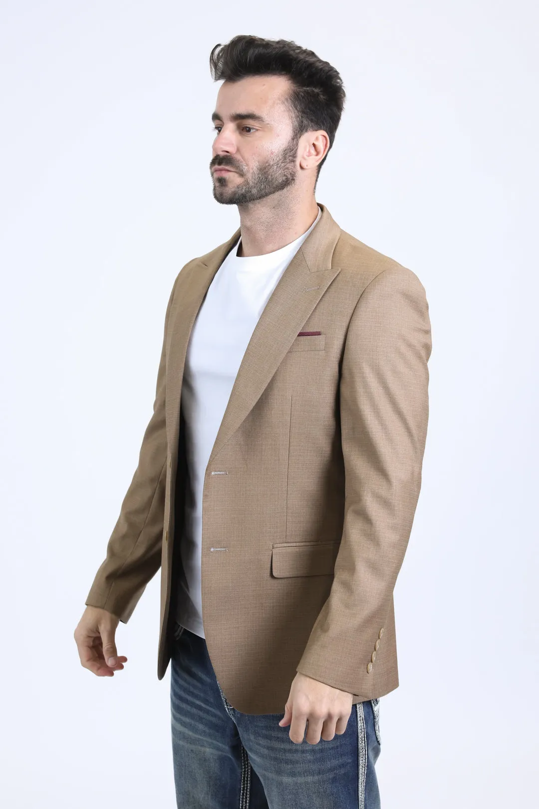 Mens Modern Fit Brown Blazer