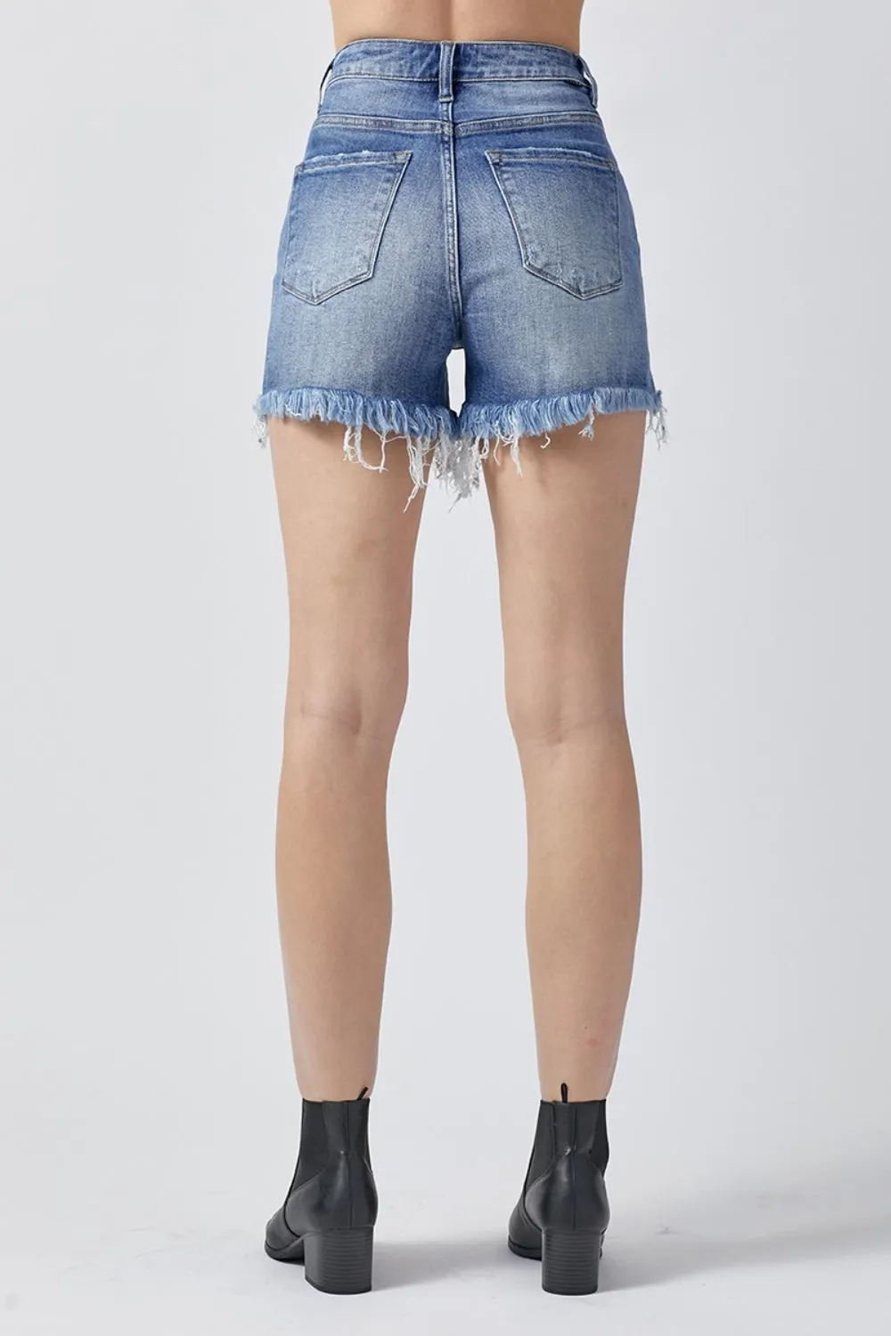 Molly Raw Hem Asymmetrical Waist Denim Shorts