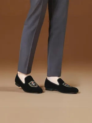 New handmade shield electric embroidery velvet fashionable simple men's shoes casual shoes loafers smoking shoes