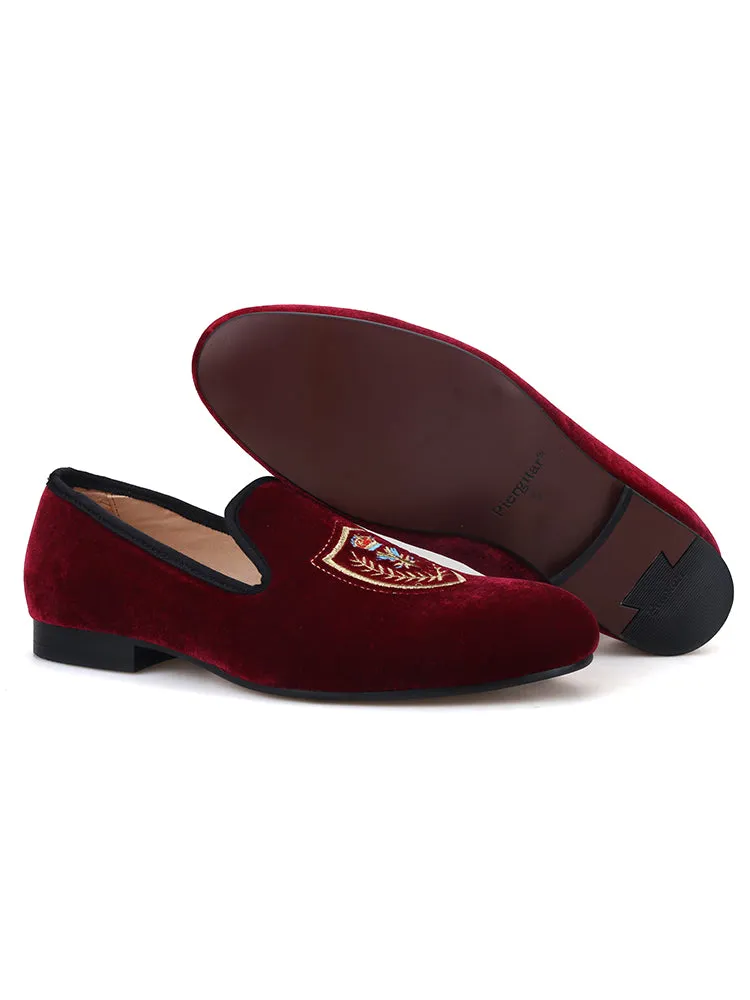 New handmade shield electric embroidery velvet fashionable simple men's shoes casual shoes loafers smoking shoes