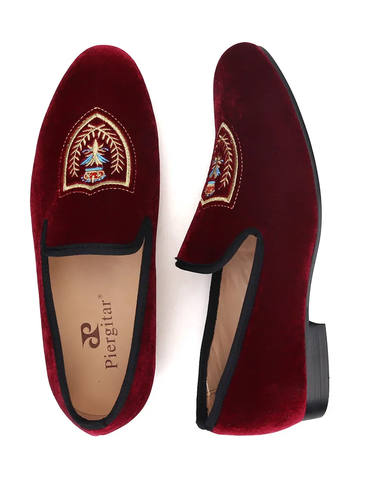 New handmade shield electric embroidery velvet fashionable simple men's shoes casual shoes loafers smoking shoes
