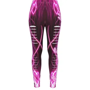 Officially Sexy Laser Hearts Collection Women's Ripped Leggings / Side Logo Big