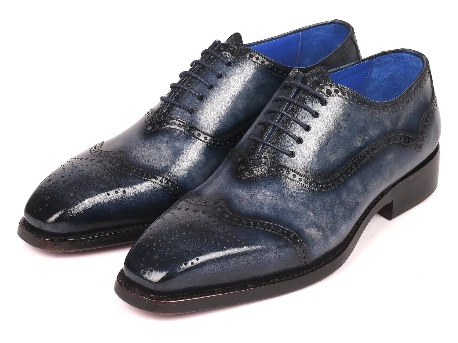 Paul Parkman Men's Goodyear Welted Oxford Shoes Navy (ID#094-NVY)
