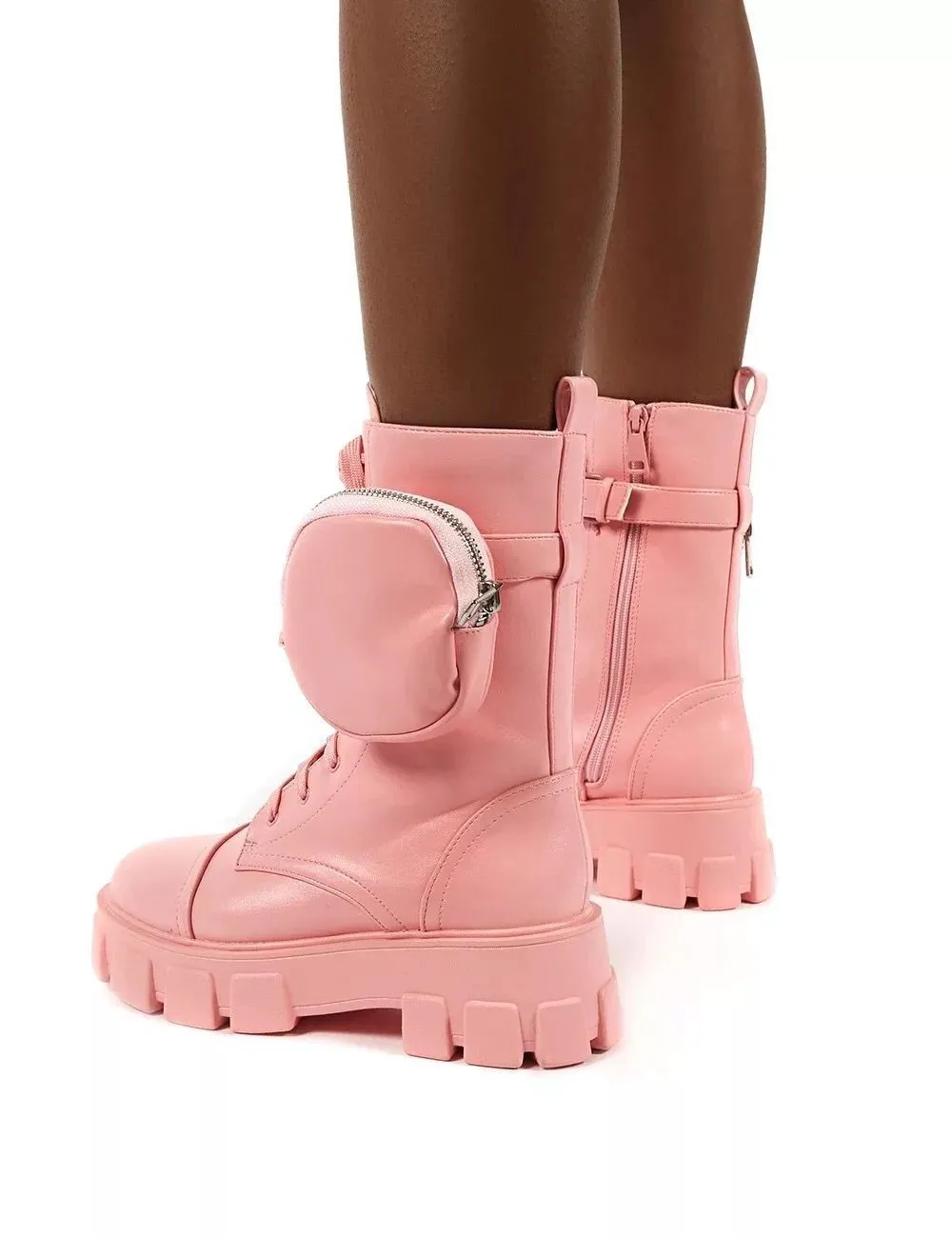 PU Pocket Buckle Heavy Soled Motorcycle Boots
