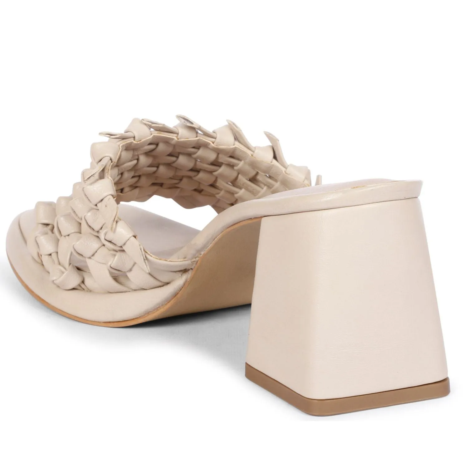 Saint  Nicia Beige Leather Block Heels