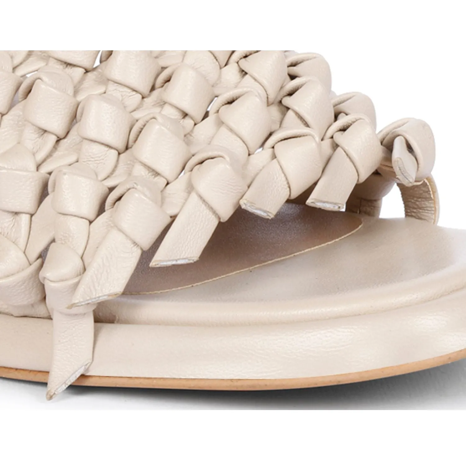 Saint  Nicia Beige Leather Block Heels