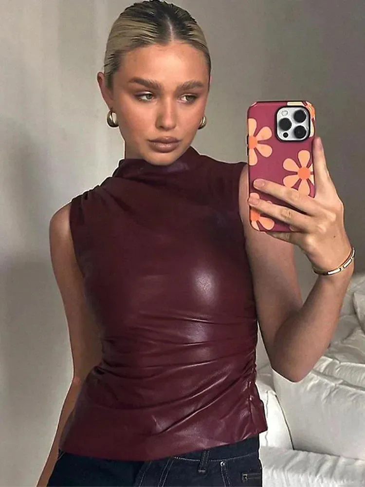 SERAN | Sleek Faux Leather Top