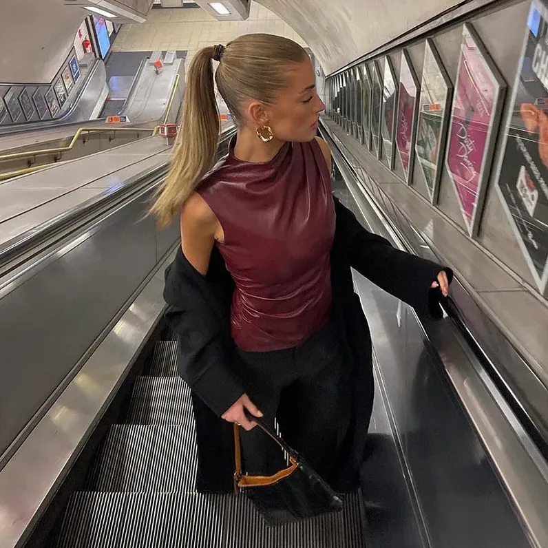 SERAN | Sleek Faux Leather Top