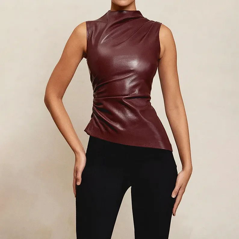SERAN | Sleek Faux Leather Top