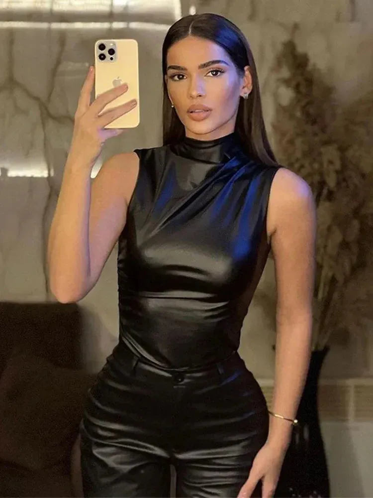 SERAN | Sleek Faux Leather Top