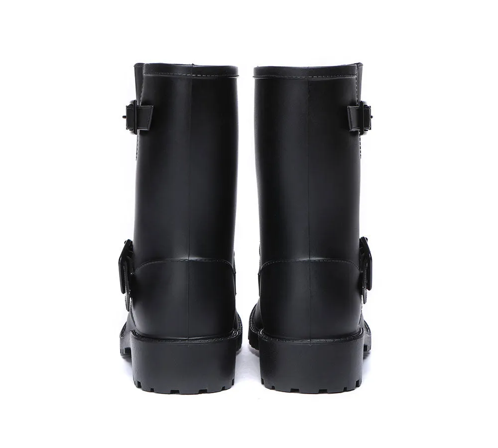TARRAMARRA® Black Rainboots, Gumboots Women Mid Calf With Wool Insole