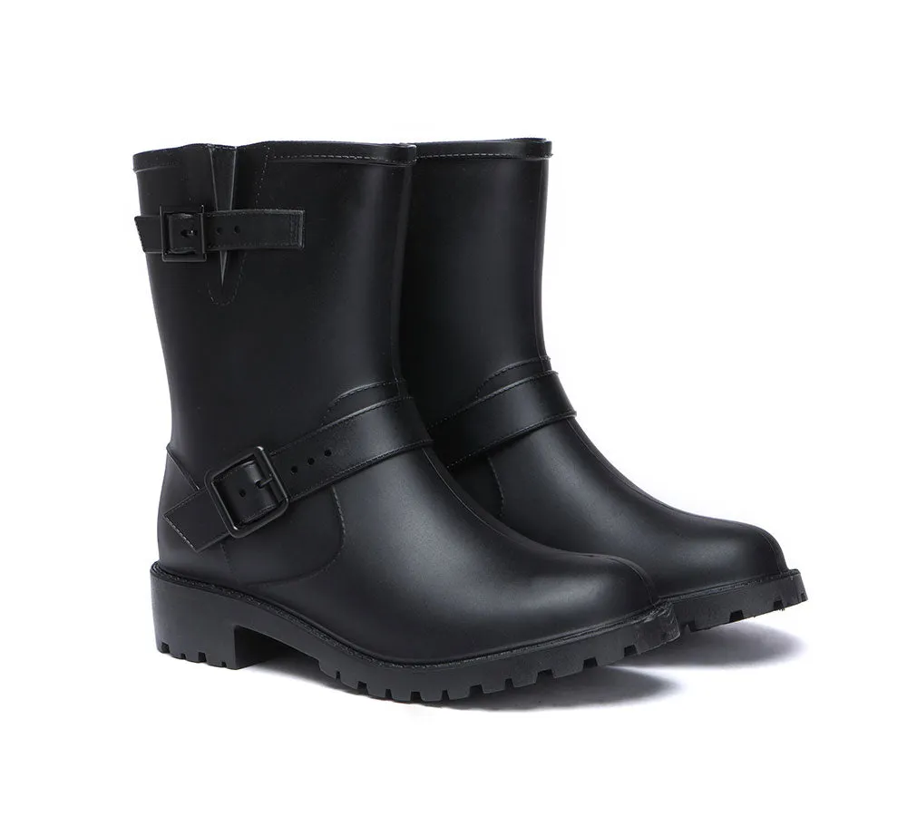 TARRAMARRA® Black Rainboots, Gumboots Women Mid Calf With Wool Insole