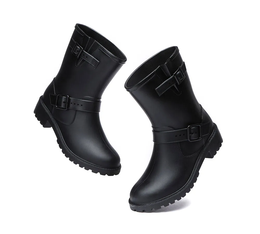 TARRAMARRA® Black Rainboots, Gumboots Women Mid Calf With Wool Insole