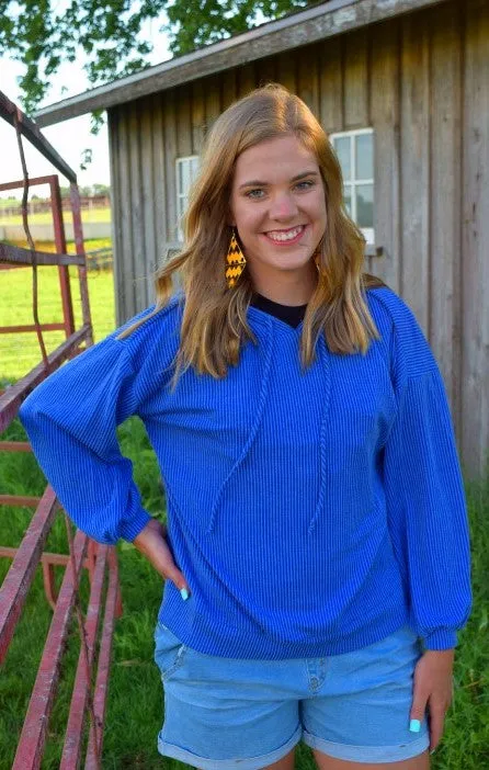Wavy Lightweight Pullover Blue