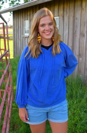 Wavy Lightweight Pullover Blue