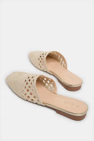 Women Beige Weave Loafer Mule