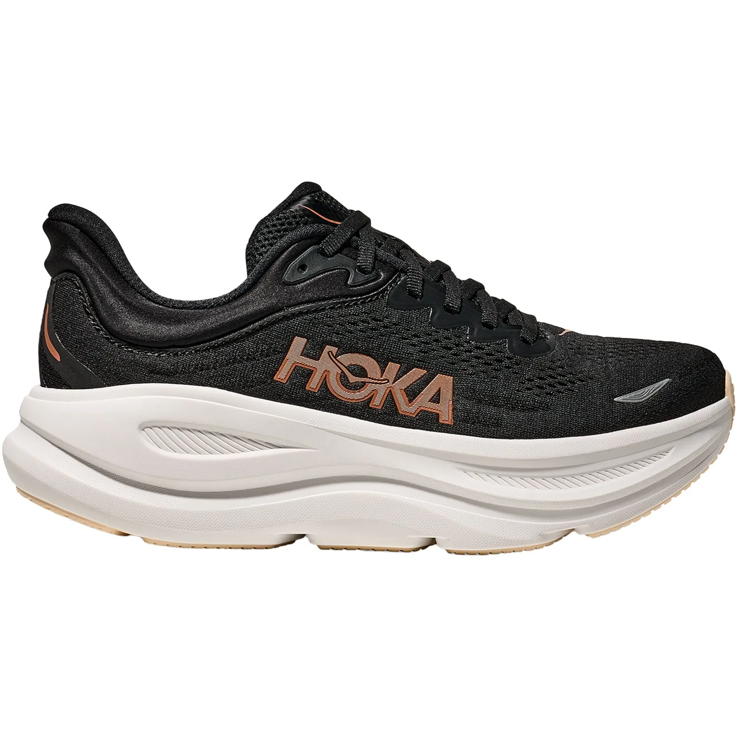 Women's Hoka Bondi 9  Black/Rose Gold