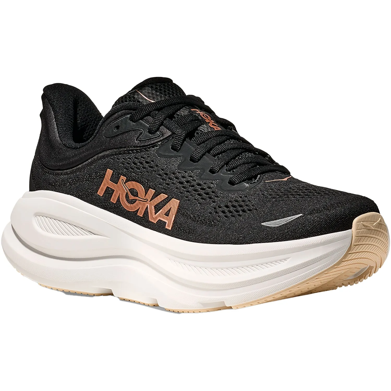 Women's Hoka Bondi 9  Black/Rose Gold