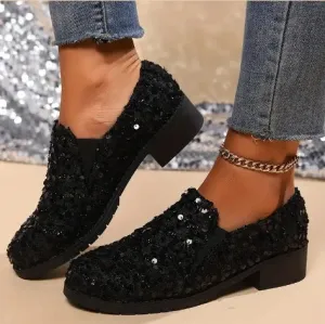 Womens Loafers  Sequin Embellished  Slip-On Flat  Casual Fit Rounded Toe
