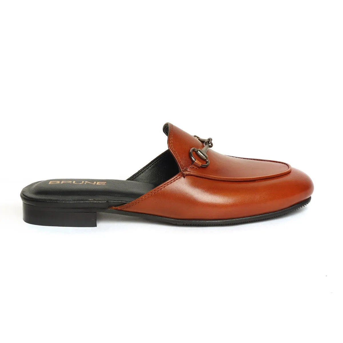 Women's Tan Leather Horsebit Mules (Summer Special) By Brune & Bareskin