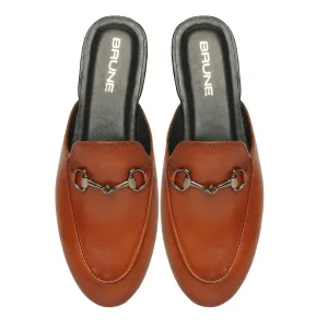 Women's Tan Leather Horsebit Mules (Summer Special) By Brune & Bareskin